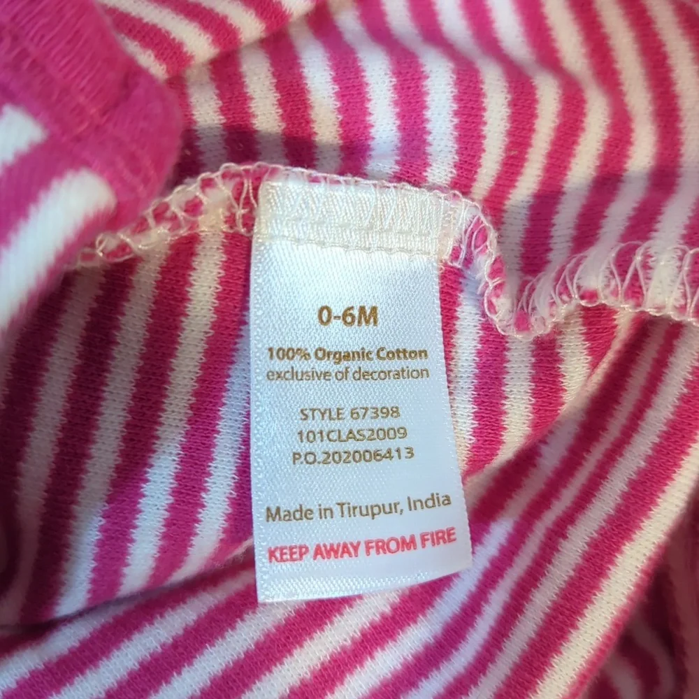 Touched by Nature Sleep Sack 0-6 months 100% Organic Cotton Pink White Striped